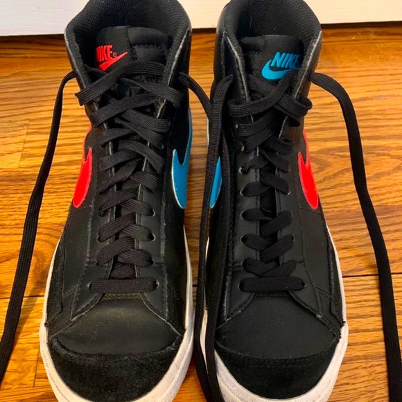 Nike Shoes - Nike Blazer Mid 77 Leather Black Blue Red